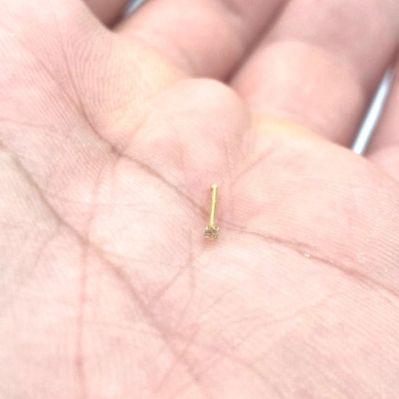 COPY - Tiny 1mm Diamond Gold Nose Ring Nose Stud Nose Piercing - Picture 8 of 8